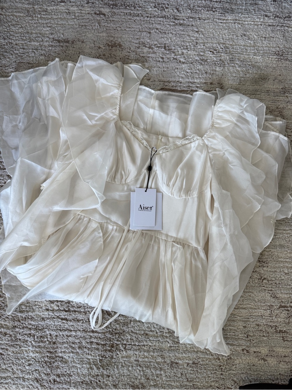 Women's Ivory Ruffle Chiffon Dress